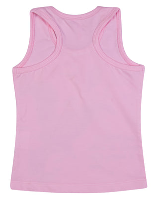 Girls Printed Light Pink Sleeve Less Top