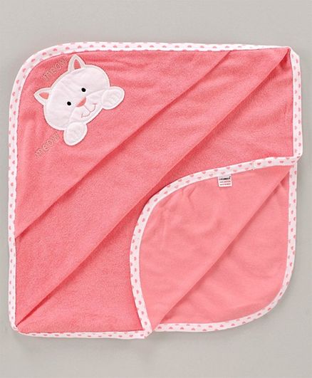 Cucumber Hooded Towel Kitty Patch - Peach