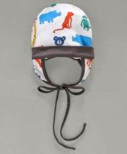 Load image into Gallery viewer, Tie Knot Cap with Ear Flaps Animal Print White
