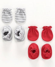 Load image into Gallery viewer, Printed Mittens &amp; Booties Pack of 2 Red Grey
