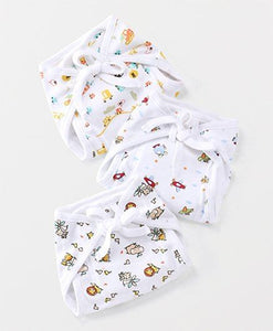 Cloth Nappy Printed Newborn Pack Of 3 - White