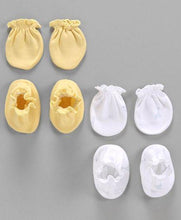 Load image into Gallery viewer, Printed Mittens &amp; Booties Pack of 2 White Yellow
