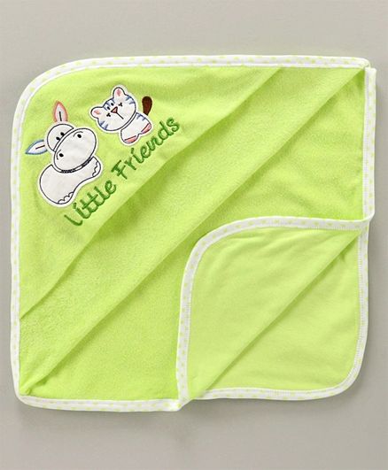 Cucumber Hooded Towel Animal Embroidery - Light Green
