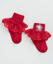 Load image into Gallery viewer, Fashionable Frill Socks In Red For Girls
