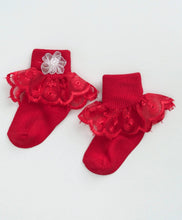 Load image into Gallery viewer, Fashionable Frill Socks In Red For Girls
