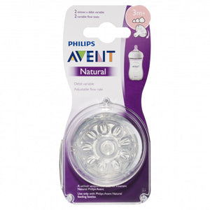Avent Natural Teat Fast Flow Plus - Set Of 2 - 3 Month+