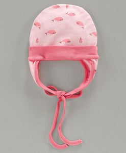 Tie Knot Cap with Ear Flaps Fish Print Pink