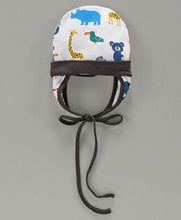 Load image into Gallery viewer, Tie Knot Cap with Ear Flaps Animal Print White
