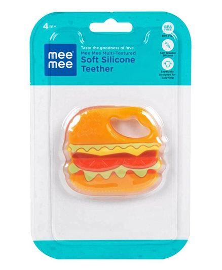 Mee Mee Multi Textured Soft Silicone Teether Burger Shaped - Orange - Pintoo Garments