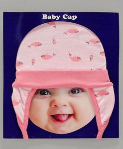 Tie Knot Cap with Ear Flaps Fish Print Pink