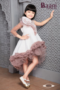Girls Party Frock Pink and White