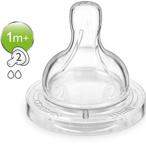 Avent Classic 1 Hole Silicone Teat New Born Flow - Set Of 2