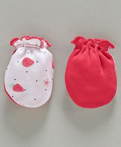 Printed Mittens & Booties Pack of 2 Strawberry Print - Red White