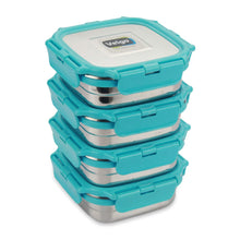 Load image into Gallery viewer, Veigo Lock N Steel 100% Air Tight 4 Pcs Medium Container with Lunch Bag 1.2 LTR
