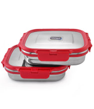 Load image into Gallery viewer, Veigo Lock N Steel 100% Air Tight 2 Container(2 Medium) Lunch Box with Bag

