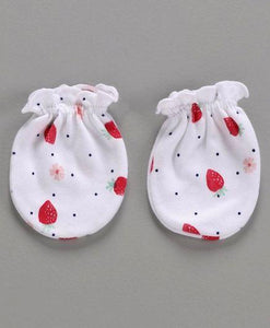 Printed Mittens & Booties Pack of 2 White Peach