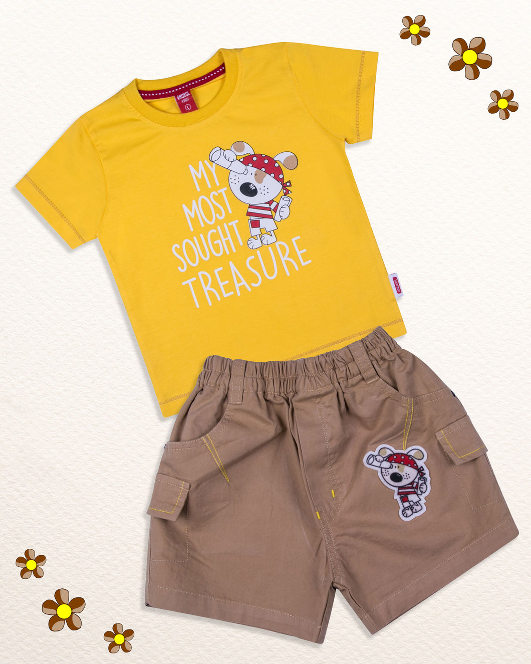 Boys Solid Printed Yellow Baba Suit