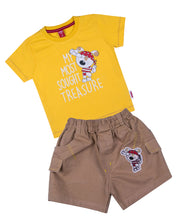 Load image into Gallery viewer, Boys Solid Printed Yellow Baba Suit
