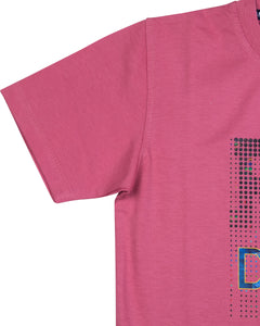 Boys Embellished Printed Pink T Shirt