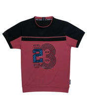 Load image into Gallery viewer, Boys Fashion Printed Maroon Round Neck T Shirt
