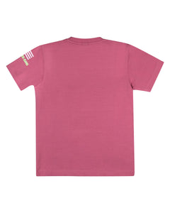 Boys Printed Pink Round Neck T Shirt