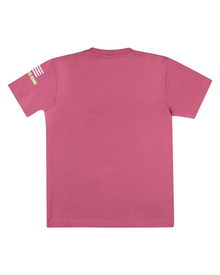 Boys Printed Pink Round Neck T Shirt