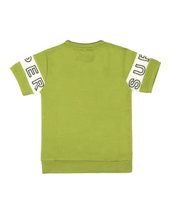 Boys Fashion Green Round Neck T Shirt
