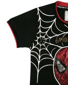 Boys Solid Spider Man Round Neck T Shirt