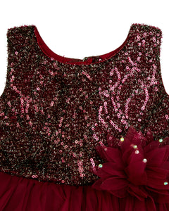 Maroon Flared Party Frock