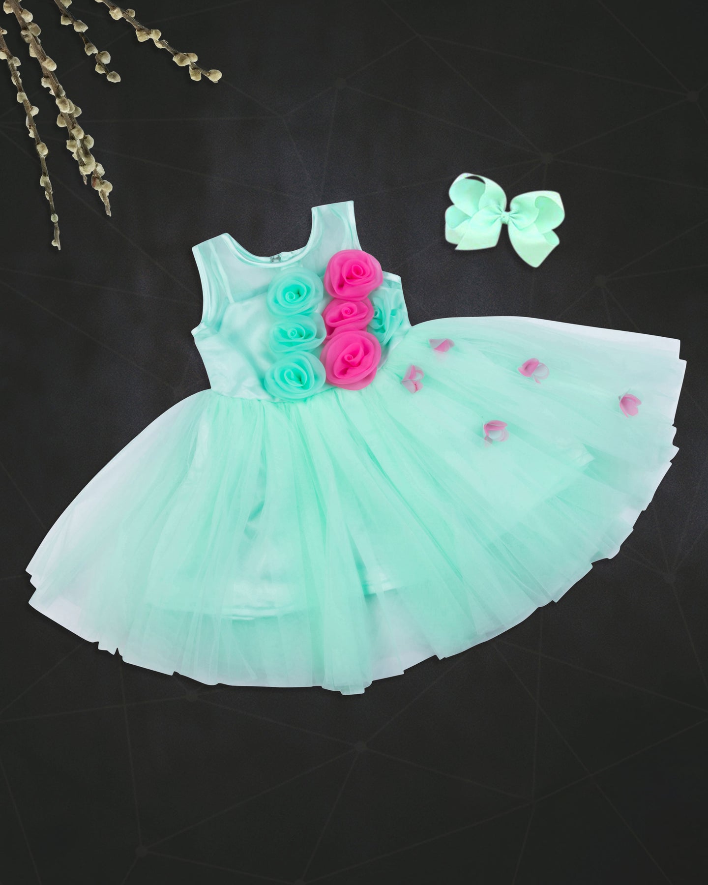 Green Flared Party Frock