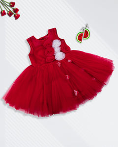 Red Flared Party Frock