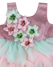 Load image into Gallery viewer, Girls Embellished Flared Peach Party Frock
