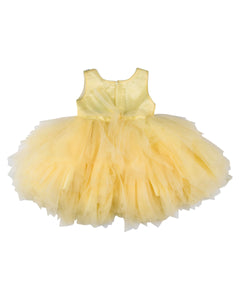 Girls Sequins Flared Yellow Party Frock