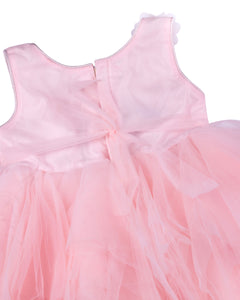 Girls Sequins Flared Peach Party Frock