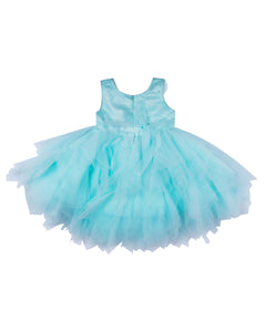 Girls Sequins Flared Blue Party Frock