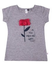 Load image into Gallery viewer, Girls Flower Printed Grey Top
