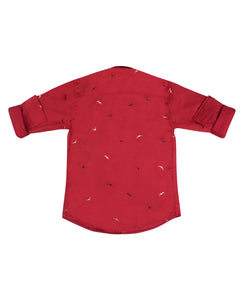 Boys Fashion Red Printed Shirt