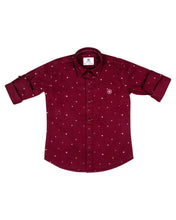 Load image into Gallery viewer, Boys Fashion Dotted Maroon Shirt
