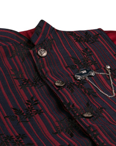 Boys Fashion Maroon Printed Waist Coat With Shirt