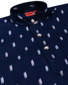 Boys Navy Blue Printed Kurta Suit