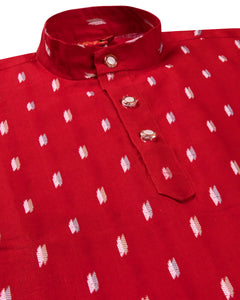 Boys Red Printed Kurta Suit