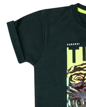 Load image into Gallery viewer, Boys Angry Tiger Printed Green T shirt
