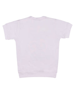 Boys Printed White Round Neck T Shirt