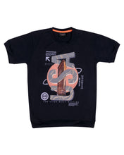 Load image into Gallery viewer, Boys Printed Navy Blue Round Neck T Shirt
