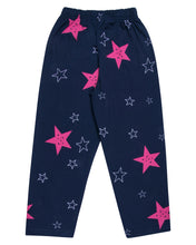Load image into Gallery viewer, Girls Classic Star Printed Navy Blue Night Suit
