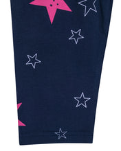 Load image into Gallery viewer, Girls Classic Star Printed Navy Blue Night Suit
