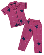 Load image into Gallery viewer, Girls Classic Star Printed Tomato Night Suit
