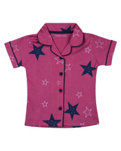 Load image into Gallery viewer, Girls Classic Star Printed Tomato Night Suit
