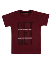 Load image into Gallery viewer, Boys Casual Printed Maroon Round Neck T Shirt
