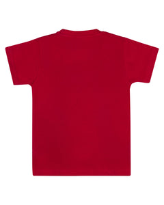 Boys Casual Printed Red Round Neck T Shirt